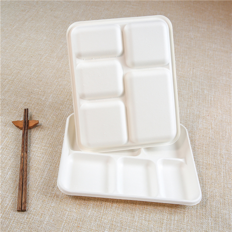 Biodegradable disposable food clamshell/3 5 compartments food box/tray